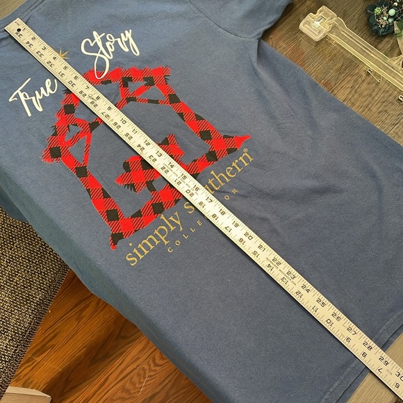 Simply Southern True Story Christmas T-Shirt Large, Denim Blue New without Tags - Picture 9 of 12